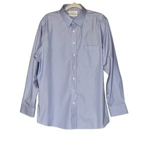 Roundtree & Yorke Gold Label Slim Fit blue‎ button down dress shirt Size 17.5 34
